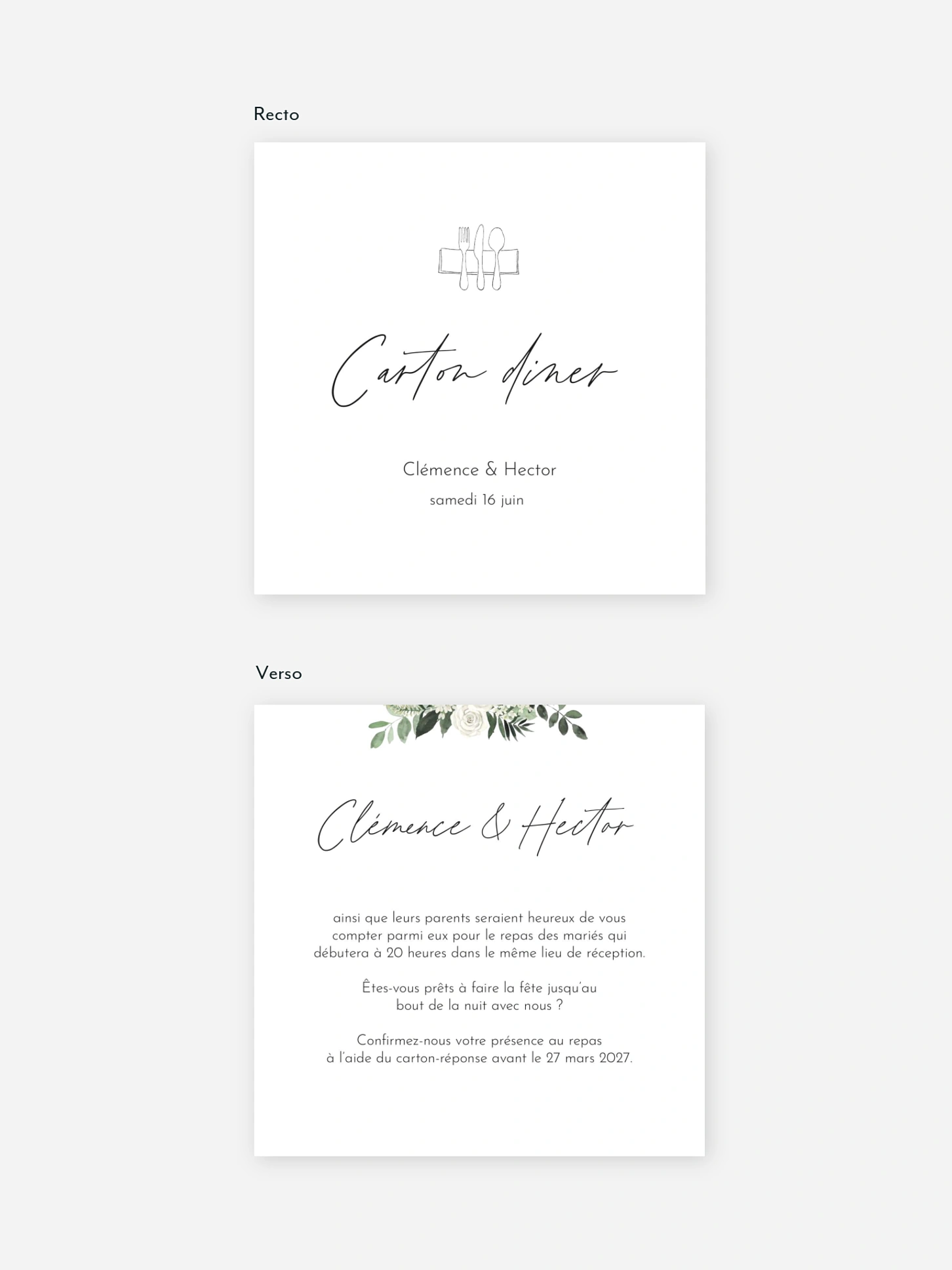 Carton d'invitation Escapade Greenery