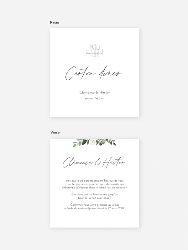Carton d'invitation Escapade Greenery