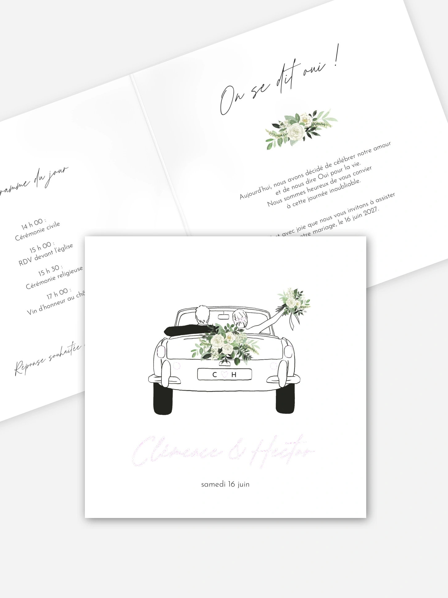 Faire-part de mariage Escapade Greenery