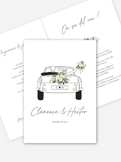 Faire-part de mariage Escapade Greenery