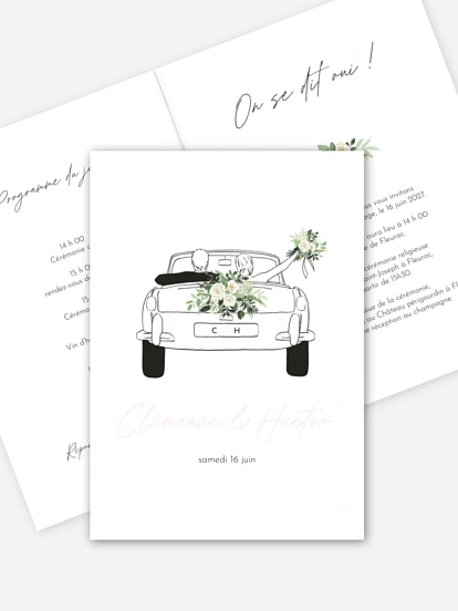 Faire-part de mariage Escapade Greenery