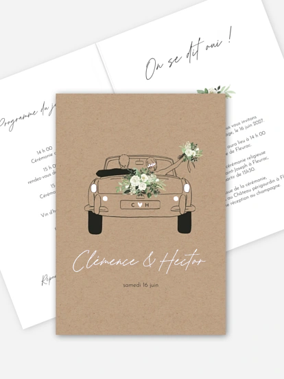 Faire-part de mariage Escapade Greenery
