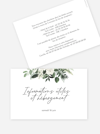 Carton information hébergement Escapade Greenery