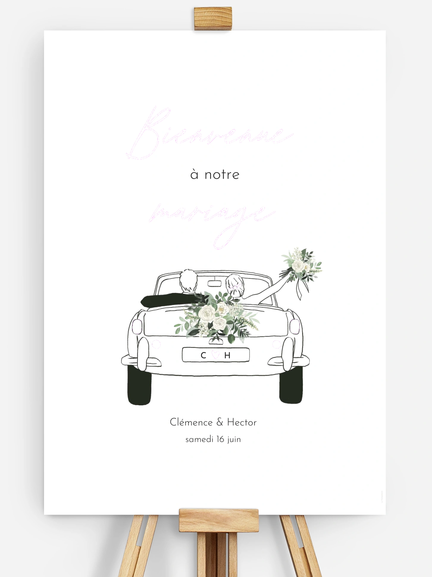 Poster bienvenue mariage Escapade Greenery
