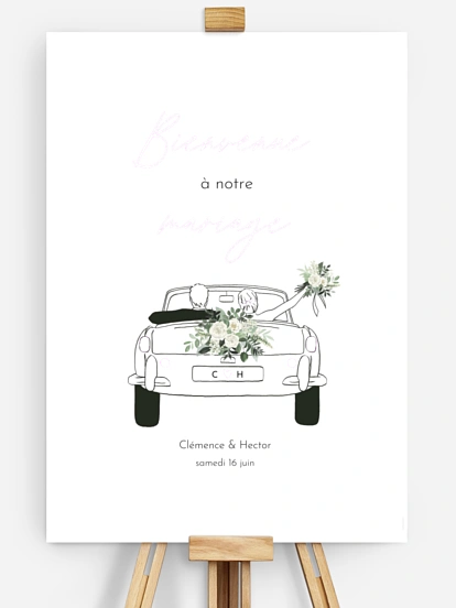 Poster bienvenue mariage Escapade Greenery