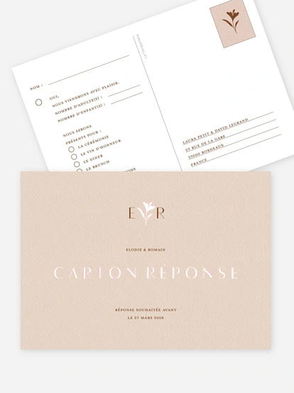 Carton réponse Élégant Monogramme