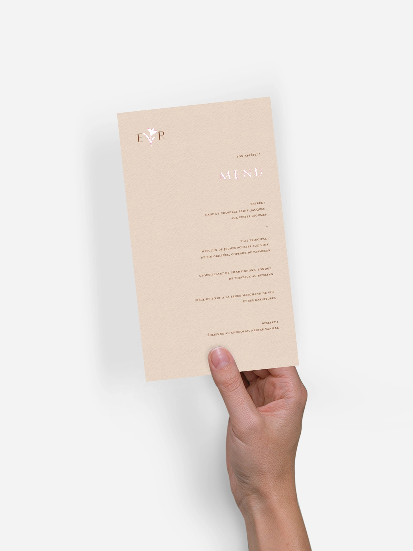 Menu mariage Élégant Monogramme