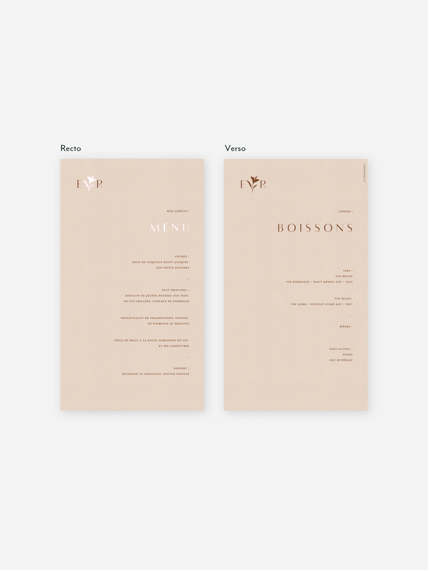 Menu mariage Élégant Monogramme