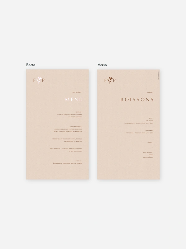 Menu mariage Élégant Monogramme
