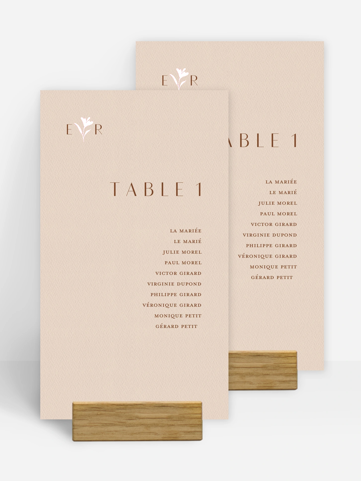 Nom de table mariage Élégant Monogramme