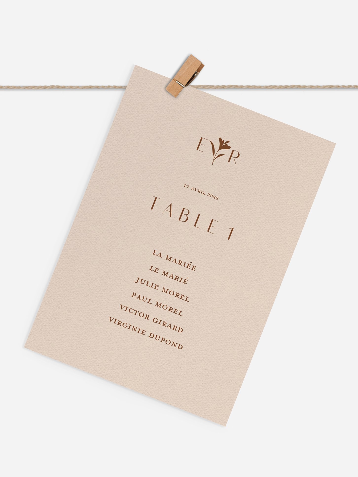 Cartons plan de table mariage Élégant Monogramme