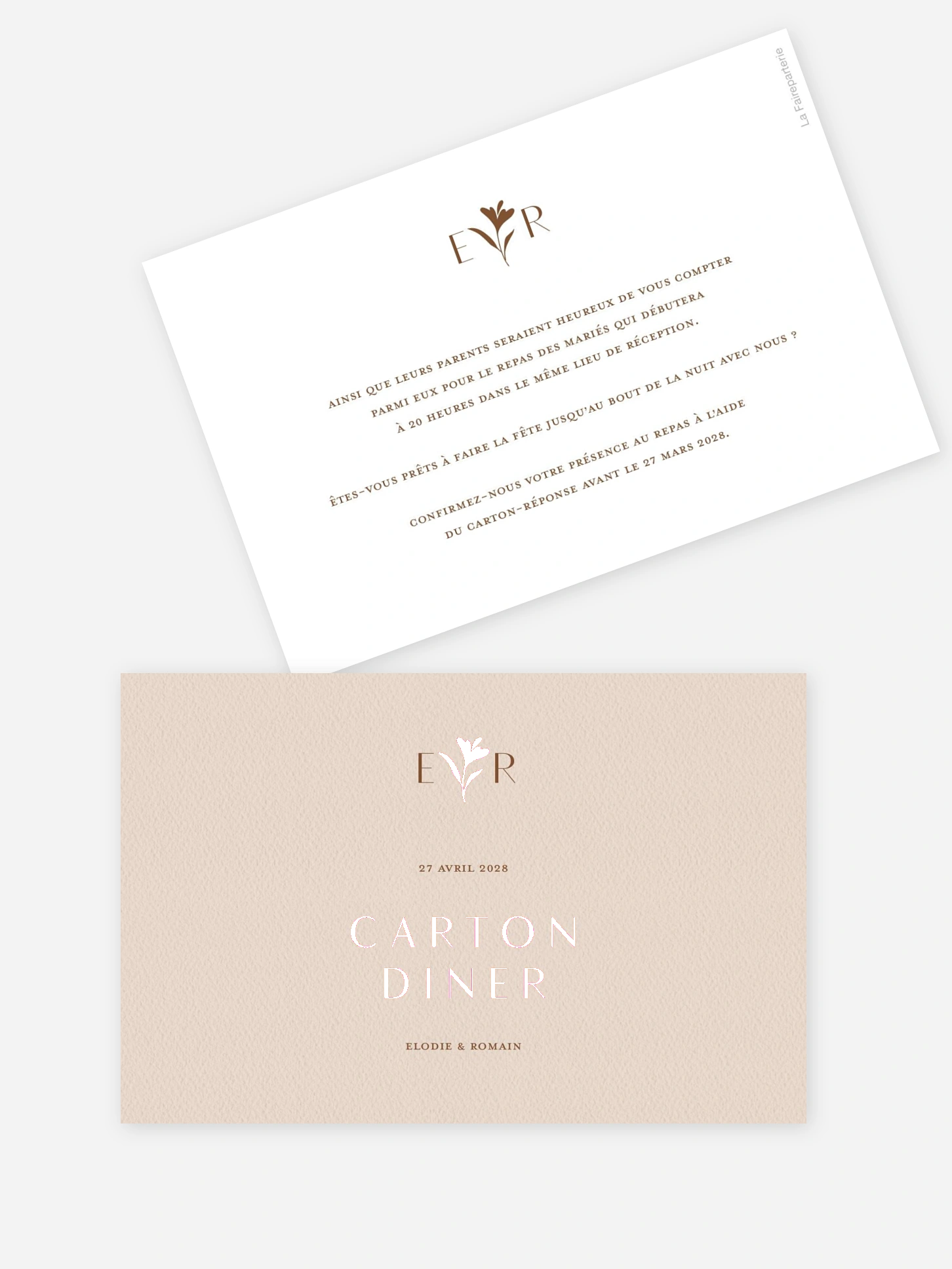 Carton d'invitation Élégant Monogramme