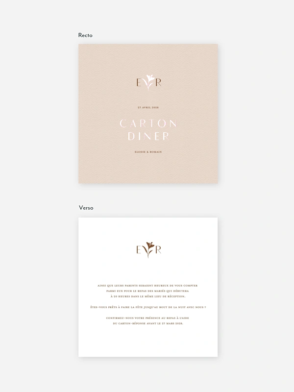 Carton d'invitation Élégant Monogramme