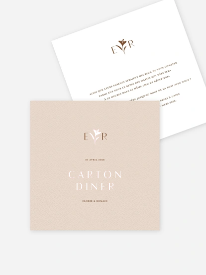 Carton d'invitation Élégant Monogramme