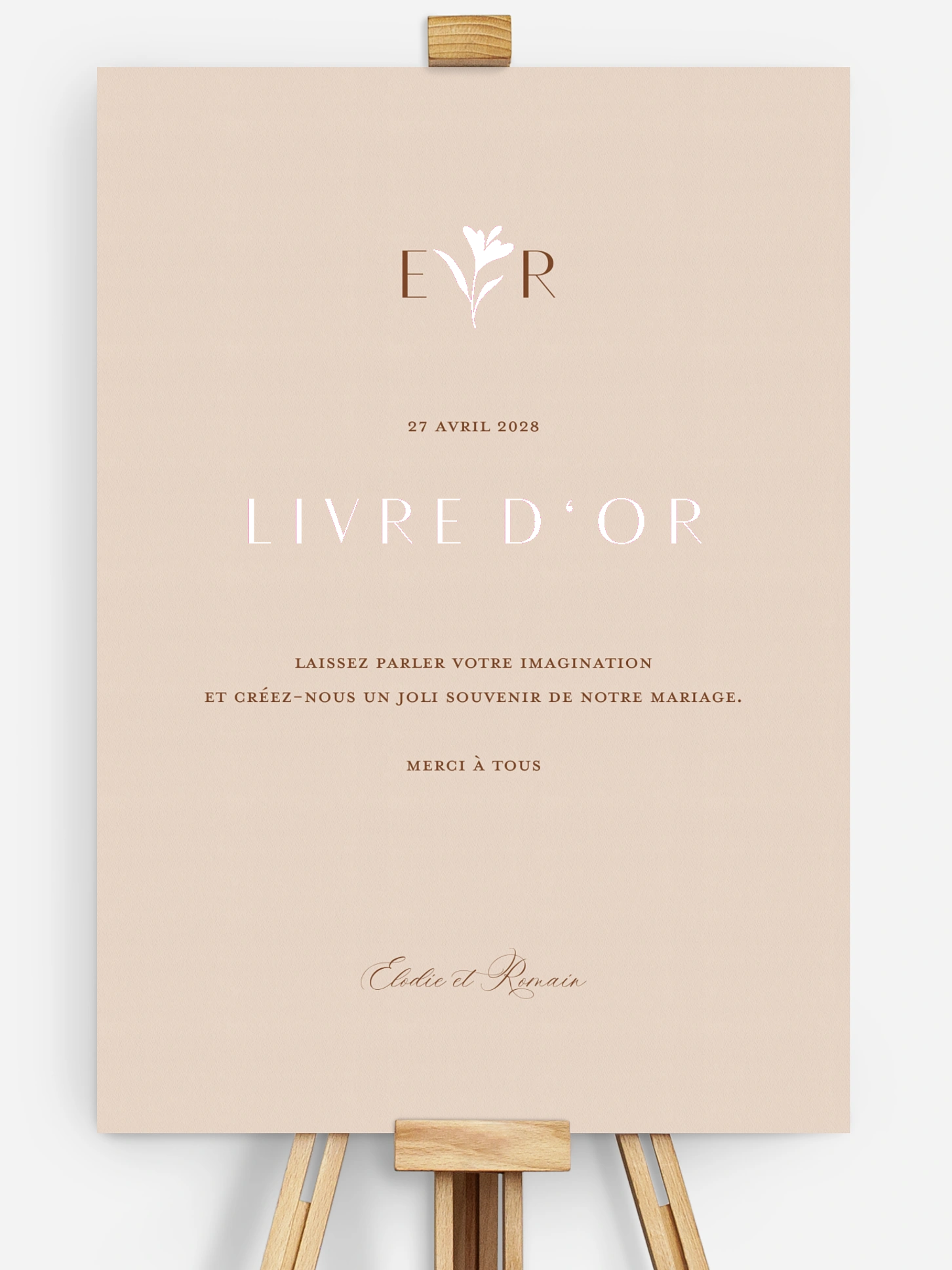 Affiche livre d'or mariage Élégant Monogramme