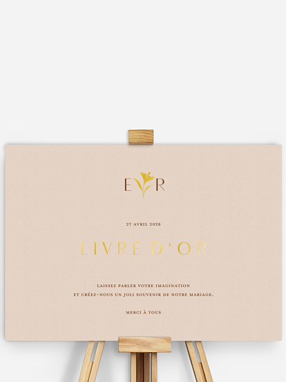 Affiche livre d'or mariage Élégant Monogramme