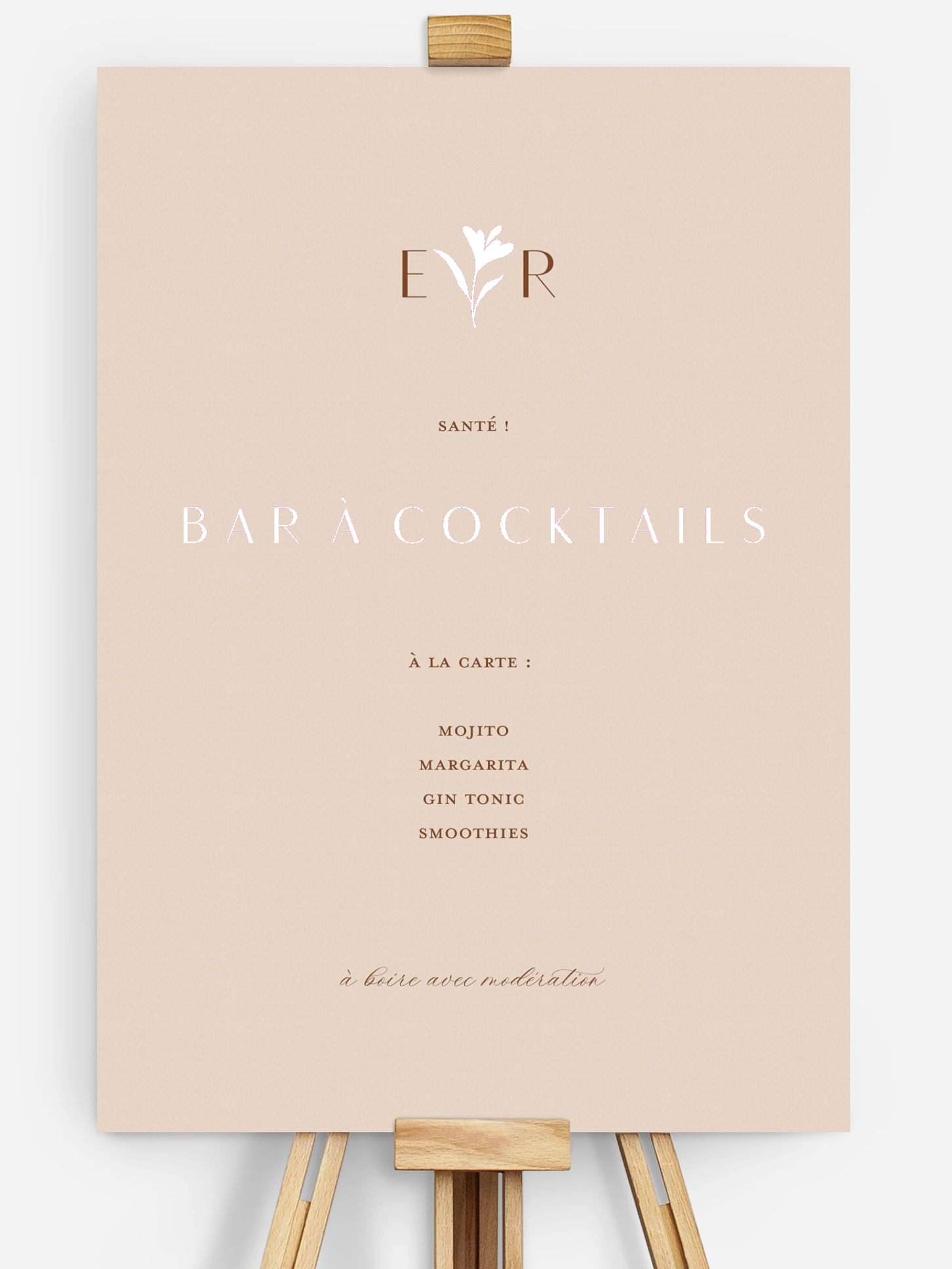 Affiche cocktail Élégant Monogramme