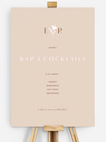 Affiche cocktail Élégant Monogramme