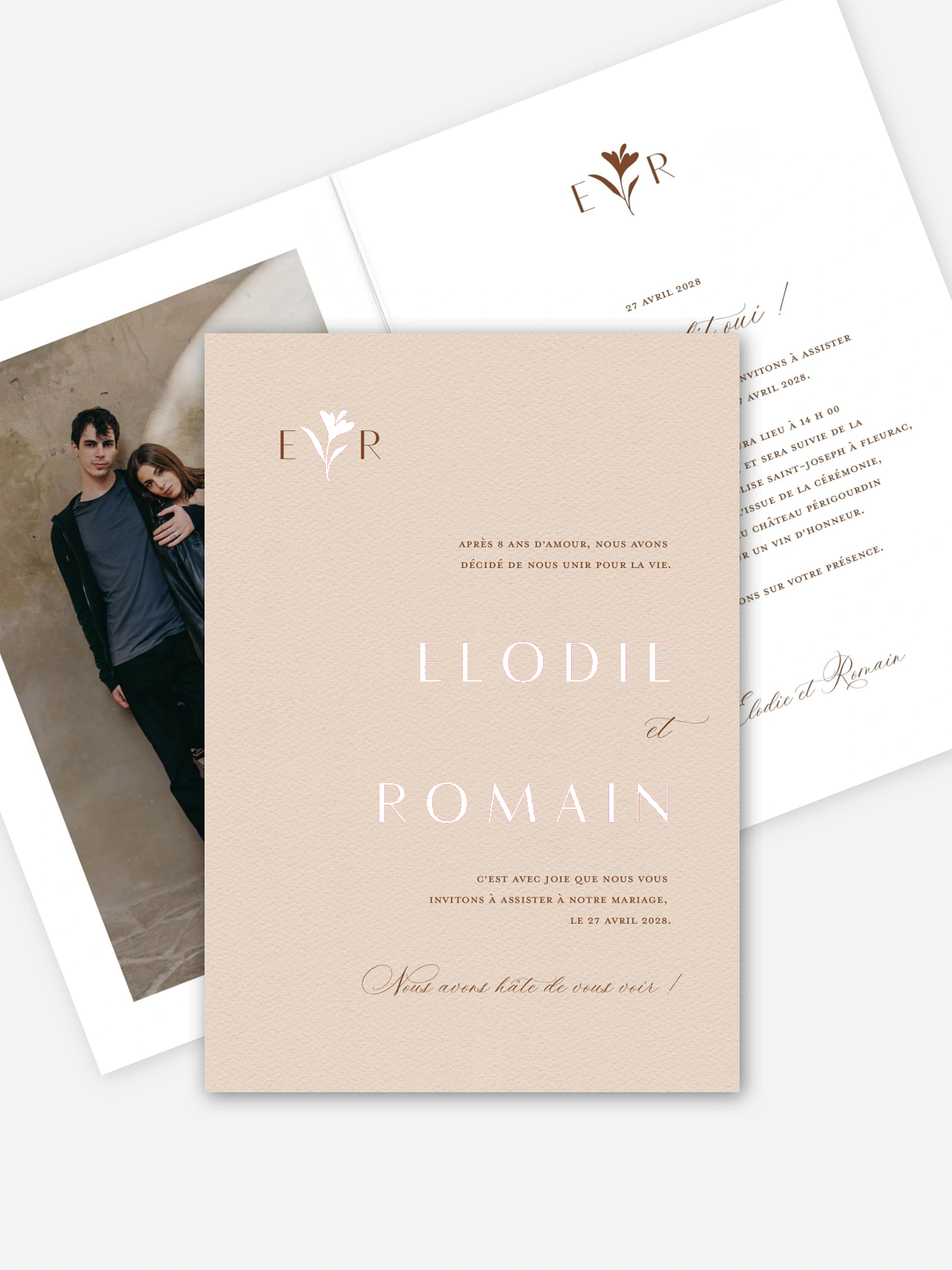 Faire-part de mariage Élégant Monogramme