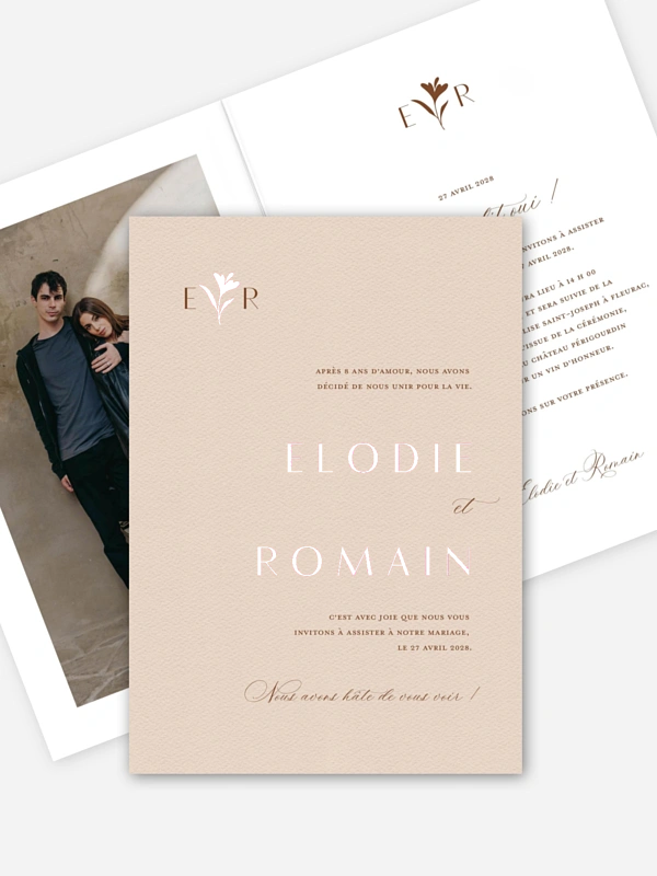 Faire-part de mariage Élégant Monogramme