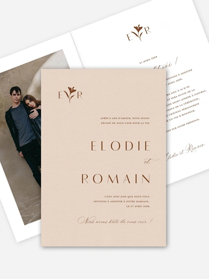 Faire-part de mariage Élégant Monogramme