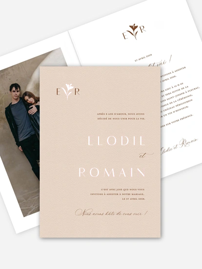 Faire-part de mariage Élégant Monogramme