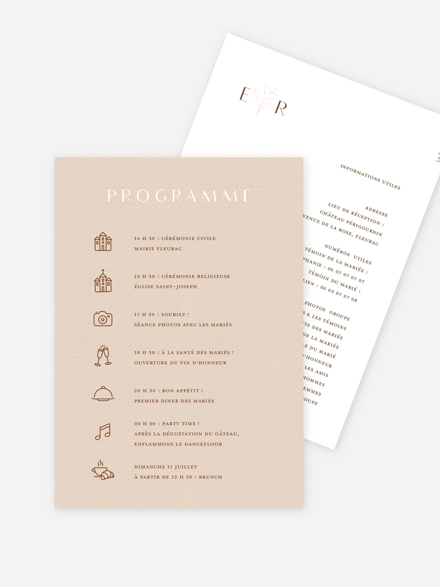 Programme mariage Élégant Monogramme