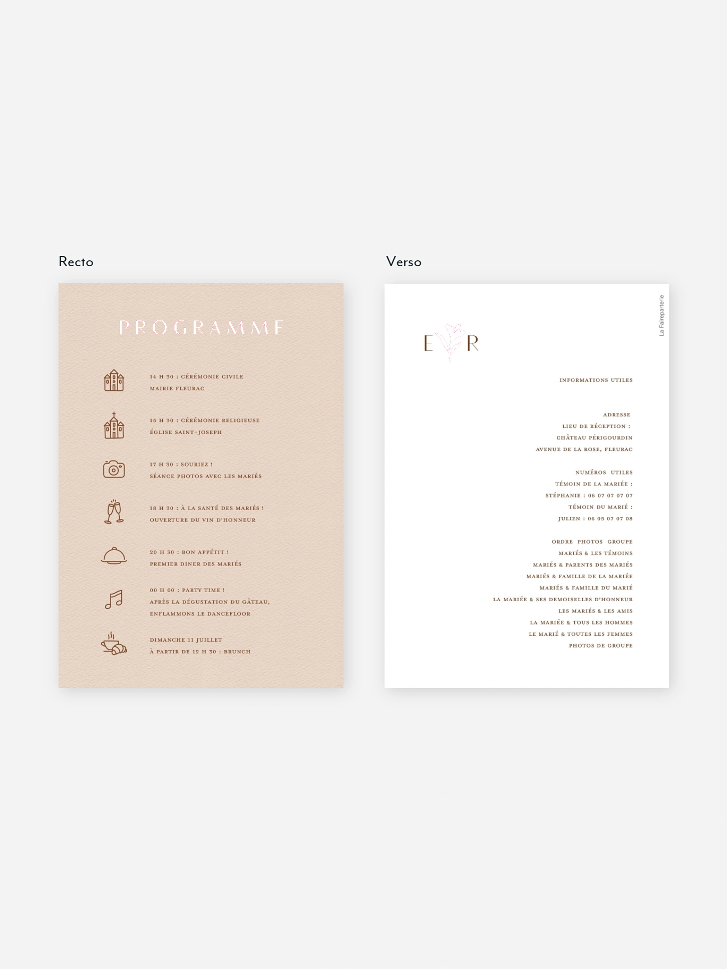 Programme mariage Élégant Monogramme