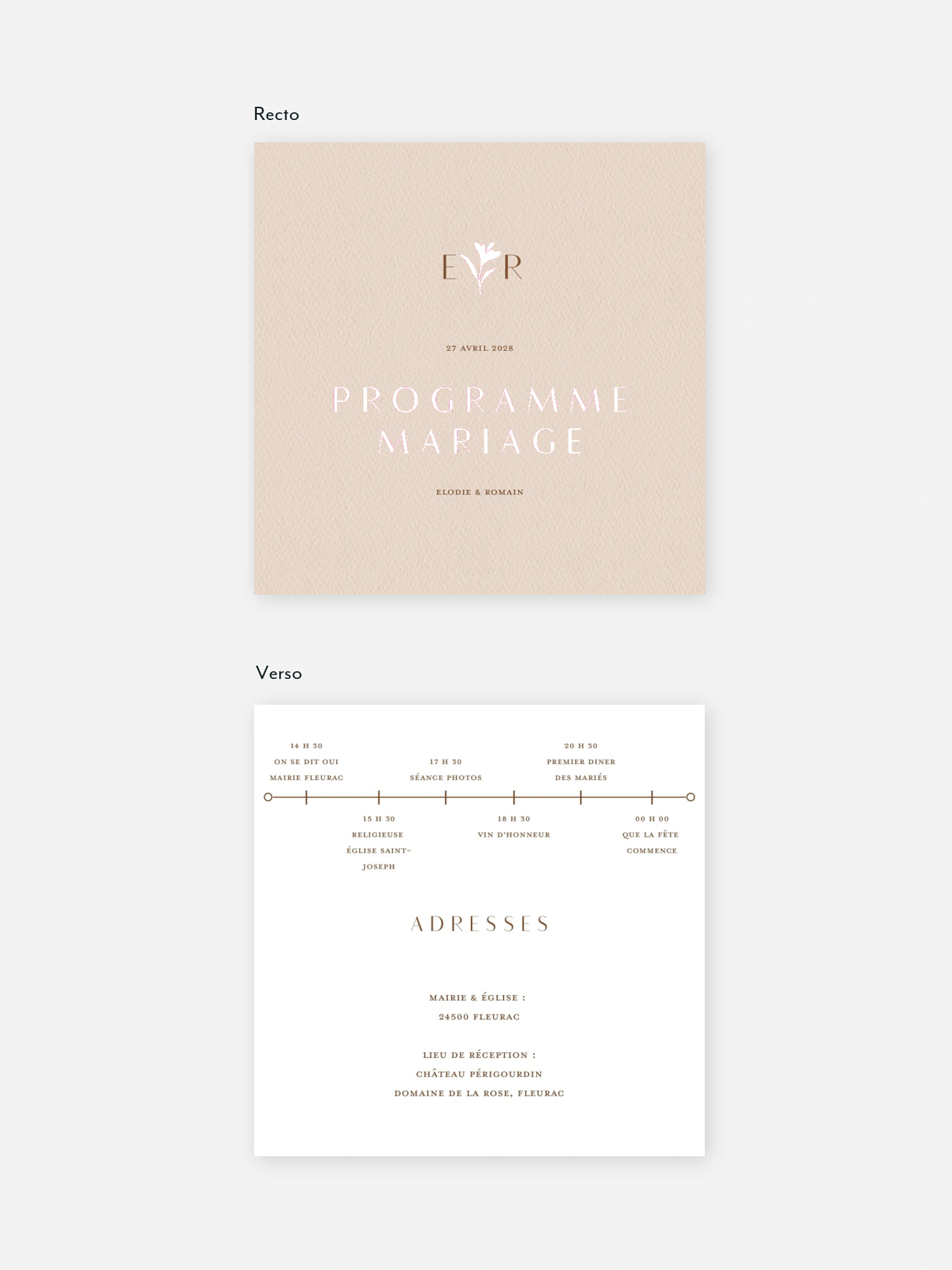 Programme mariage Élégant Monogramme