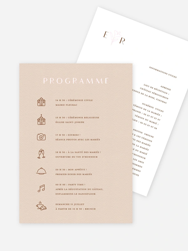 Programme mariage Élégant Monogramme