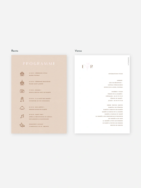 Programme mariage Élégant Monogramme