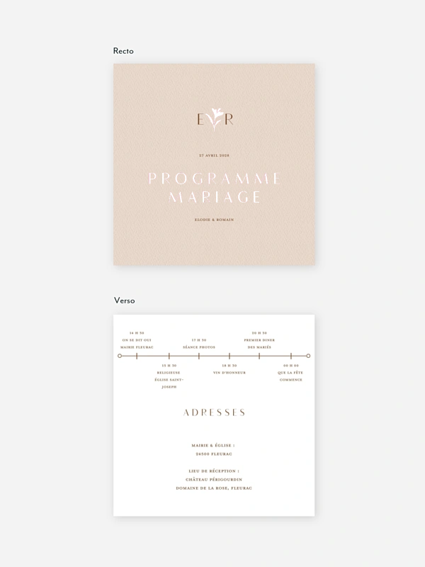 Programme mariage Élégant Monogramme