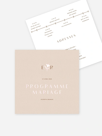 Programme mariage Élégant Monogramme