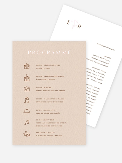 Programme mariage Élégant Monogramme
