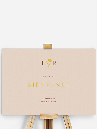 Poster bienvenue mariage Élégant Monogramme