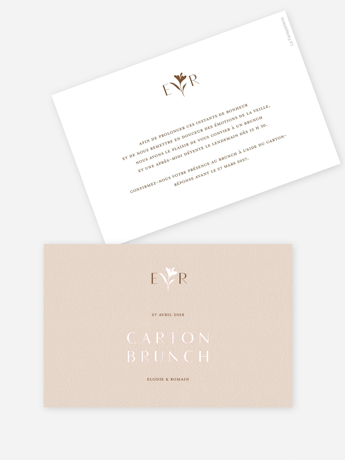 Carte brunch Élégant Monogramme