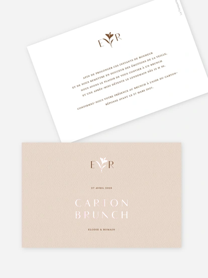 Carte brunch Élégant Monogramme