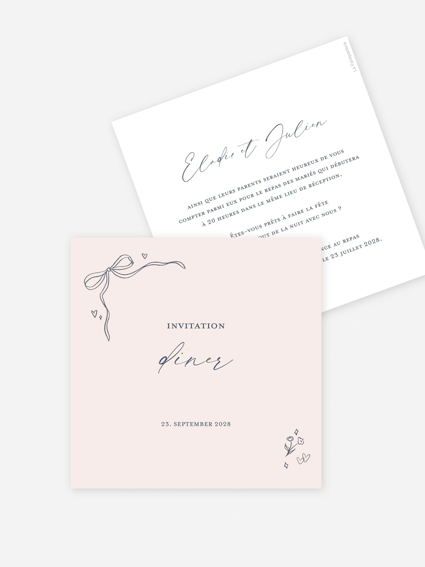 Carton d'invitation Couple ailé