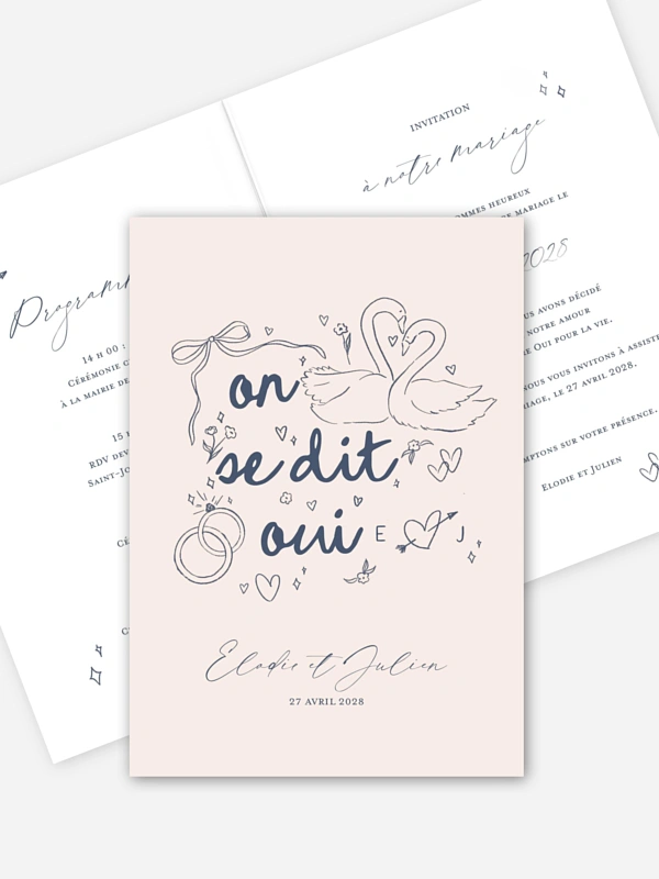 Faire-part de mariage Couple ailé