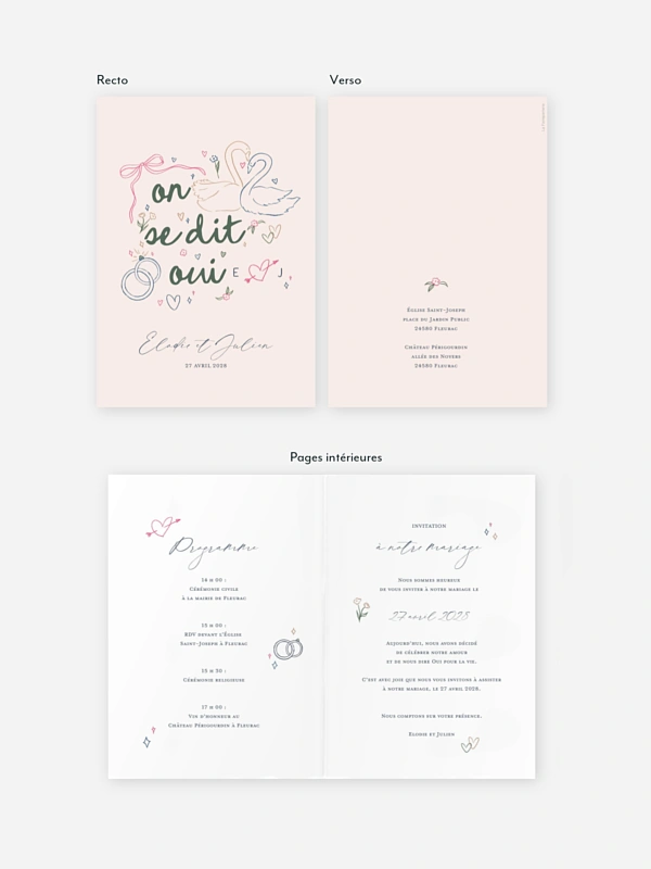 Faire-part de mariage Couple ailé