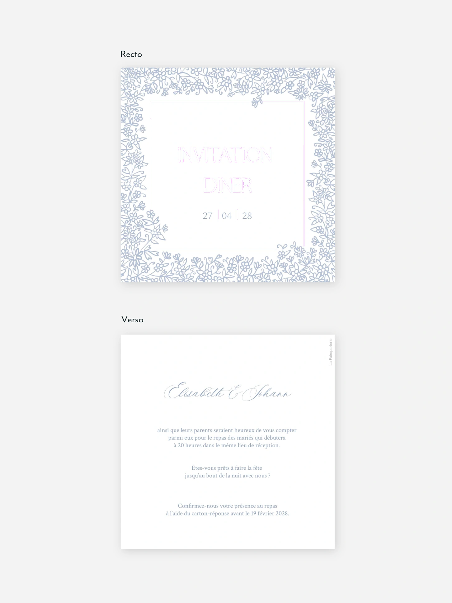 Carton d'invitation Parmi les fleurs