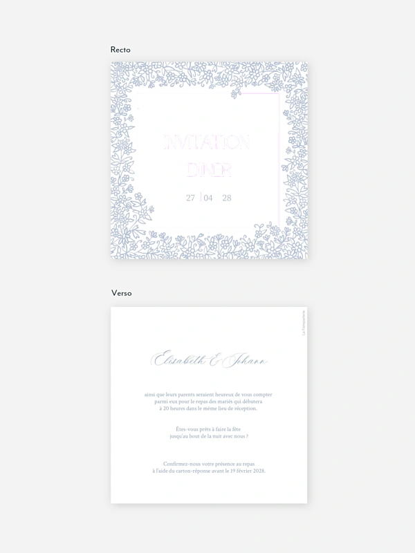 Carton d'invitation Parmi les fleurs