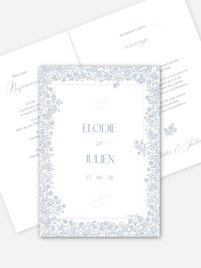 Faire-part de mariage Parmi les fleurs
