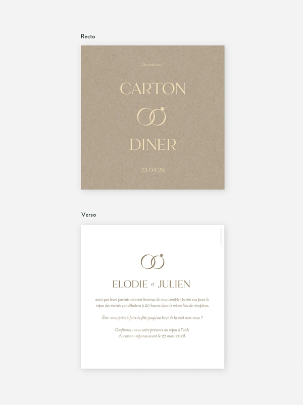 Carton d'invitation Romance classique