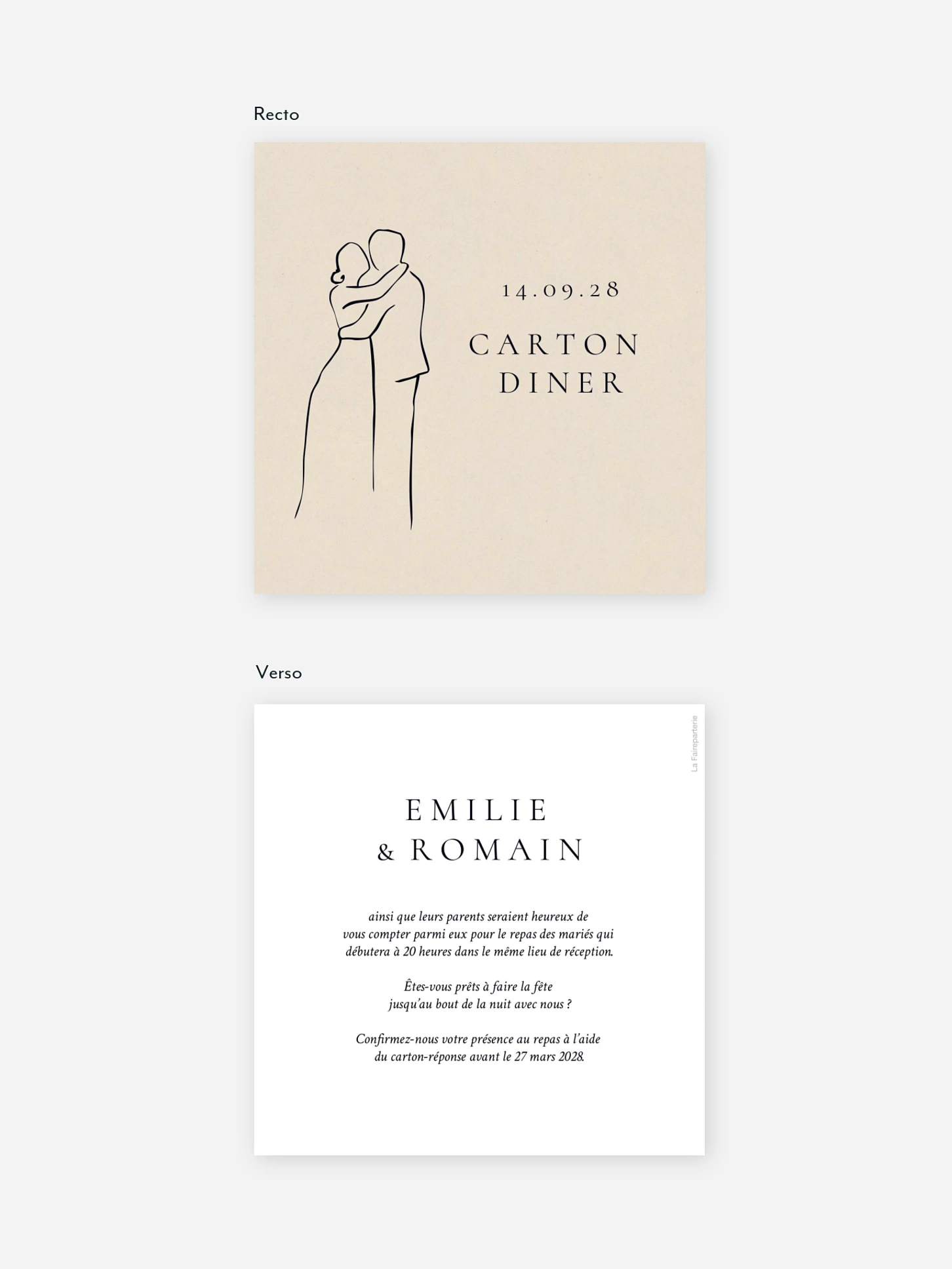Carton d'invitation Les amoureux