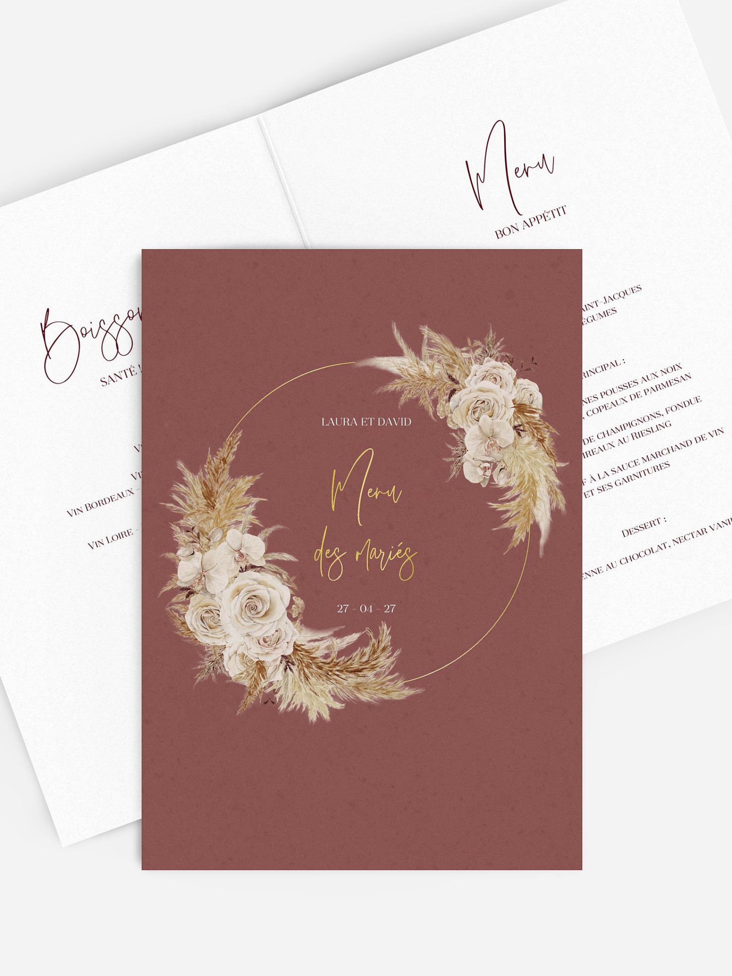 Menu mariage Terracotta Lovers