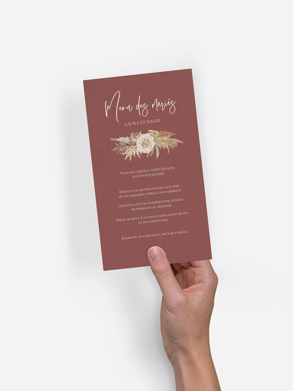 Menu mariage Terracotta Lovers