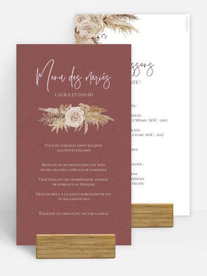 Menu mariage Terracotta Lovers