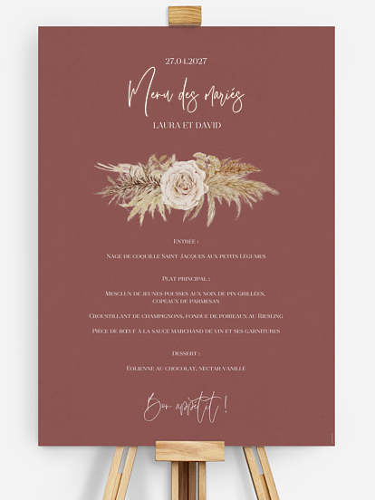 Menu mariage Terracotta Lovers