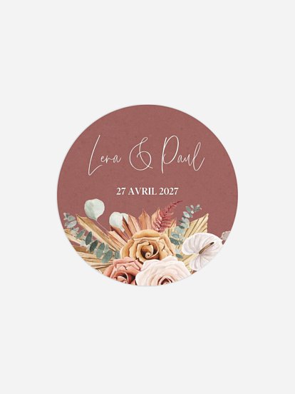 Étiquette cadeau mariage Esprit bohémien